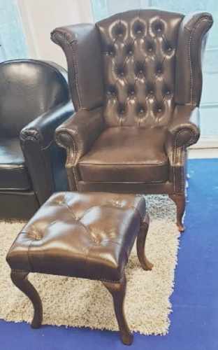 Chesterfield meble, Fotel, Elizabeth, skóra naturalna