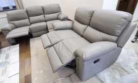 Meble skórzane w układzie 3+2, model Relax, dostępne w serii FLORYDA, zrobione z wysokogatunkowej skóry naturalnej w odcieniu k230