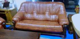 Wypoczynki skórzane 3+2+1 model Carmen, eleganckie i solidne, kolor S-71 drewno