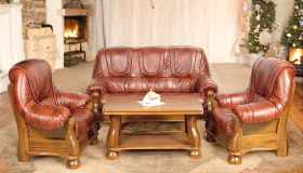Komplet wypoczynkowy skórzany 3 1 1