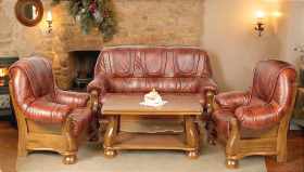 Skórzany komplet VENTURA 3+1+1 – Styl holenderski | 100% Skóra