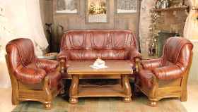 Skórzany komplet VENTURA 3+1+1 – | 100% Skóra naturalna