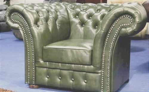 Fotel chesterfield Royal skóra naturalna włoska A8 ciemna zieleń