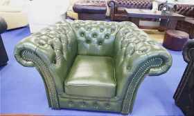 Fotel chesterfield Royal skóra naturalna włoska A8  zieleń