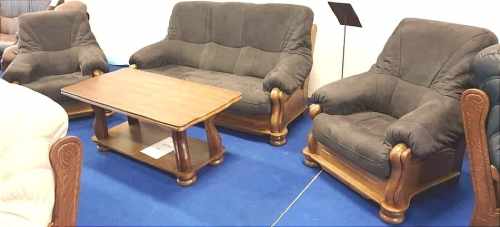 Meble wypoczynkowe dębowe 3+1+1 Opera elegancja i komfort