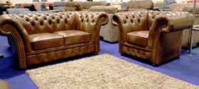 meble skórzane Chesterfield 3+2+1