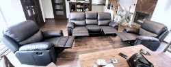 Super wygodne meble skórzane Floryda Relax 3+1+1 czarne  