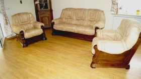 meble wypoczynkowe dębowe 3+1+1