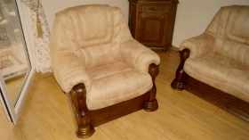 meble wypoczynkowe dębowe 3+1+1