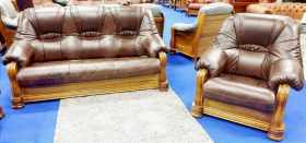 zestaw wypoczynkowy skórzany 3 1 1