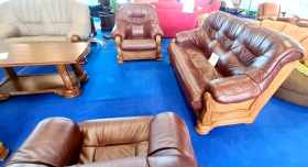 meble ze skóry 3 1 1 dębowe