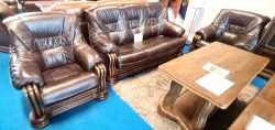 Meble skórzane zestaw skórzany Rotterdam 3+1+1 – Skóra + Dąb 
