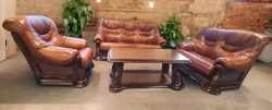 Meble skórzane 3+2+1 Ravel skóra K-442 drewno 22-51  