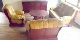 meble skórzane 3+2+1 mahoń