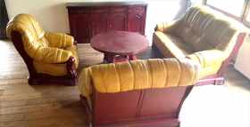 meble skórzane 3+2+1 mahoń