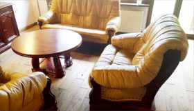 meble skórzane 3+2+1 mahoń