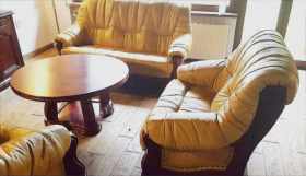 meble skórzane 3+2+1 mahoń