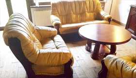 meble skórzane 3+2+1 mahoń