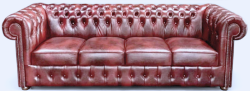 Chesterfield ze skóry Sofa 4 osobowa Bordo Skóra Naturalna