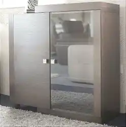 Komoda Wulkano z szybą elegancka witryna dębowa