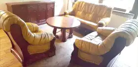 meble skórzane 3+2+1 mahoń