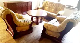 meble skórzane 3+2+1 mahoń