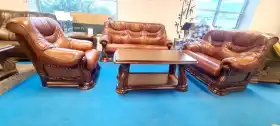 zestaw wypoczynkowy skórzany