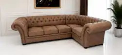 Narożnik chesterfield 3N1 Royal jasny brąz tkanina