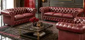 Chesterfield meble skórzane 3+2