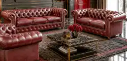Chesterfield meble skórzane 3+2 klasyk skóra borbo A7 