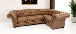 narożnik skórzany Chesterfield 3N1 Royal brąz s12