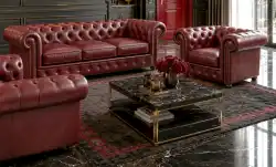 meble skórzane Chesterfield 3+1 Klasyczny bordo a7