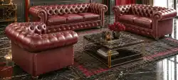 Chesterfield meble skórzane 3+2+1 klasyk skóra bordoA7 