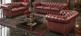 chesterfield meble skórzane 3+2+1 bordo