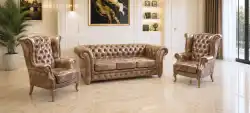 Chesterfield meble skóra 3+1+1 Royal + fotel Elizabet S12 