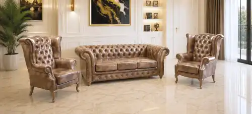 Chesterfield meble skóra 3+1+1 Royal + fotel