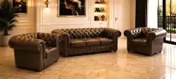 Chesterfield meble skórzane 3+1+1 skóra A5