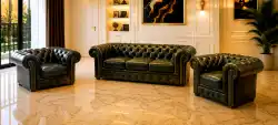 Chesterfield meble skórzane 3+1+1 klasyczny skóra A8