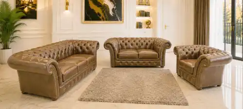 meble skórzane Chesterfield 3+2+1