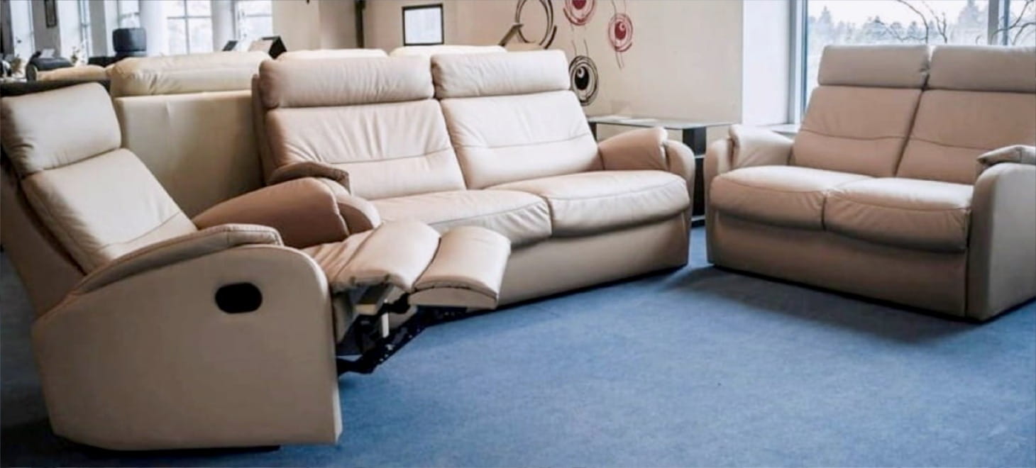Meble ze skóry 3+2+1 Kuwejt Cappuccino Luksus
