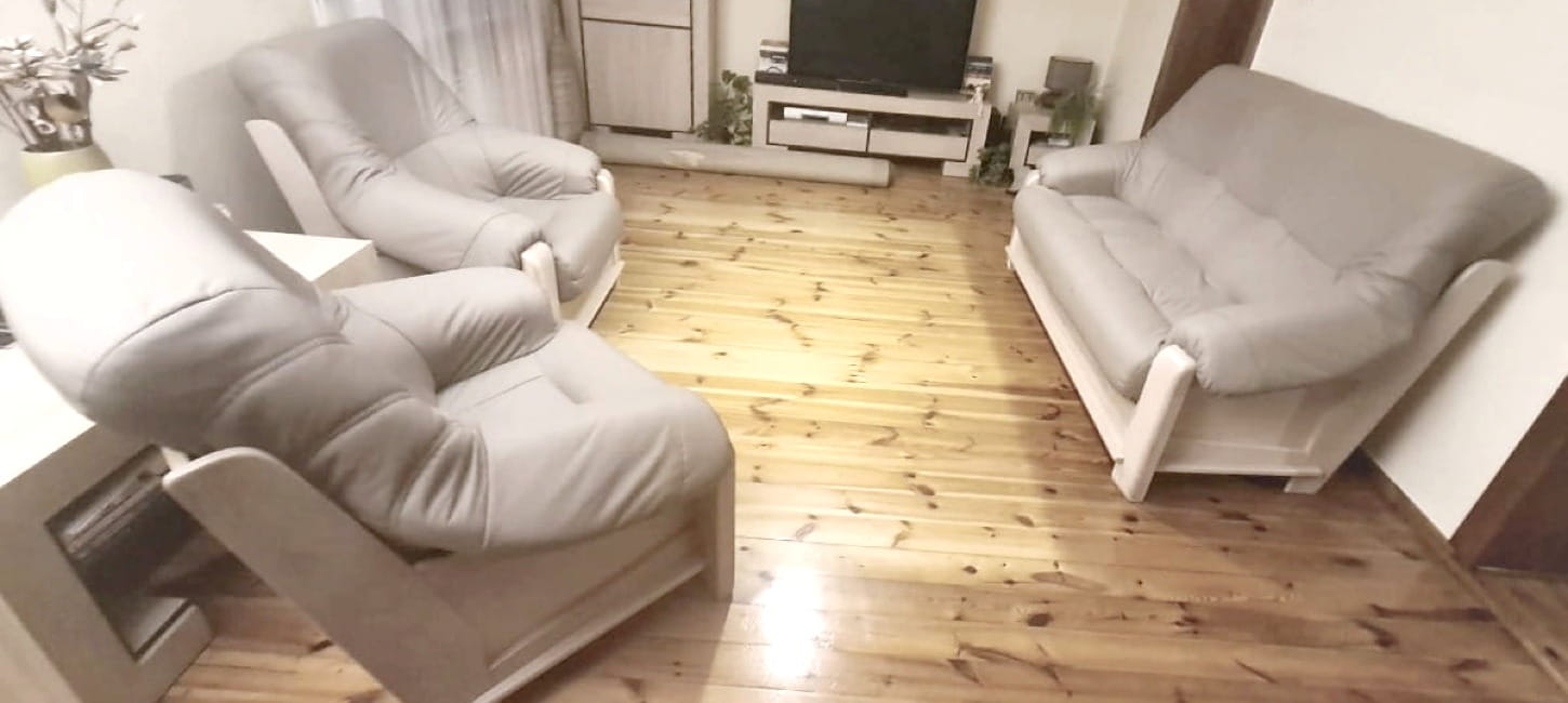 Meble skórzane 3+1+1 Aria skóra naturalna k242 dębowe bielone