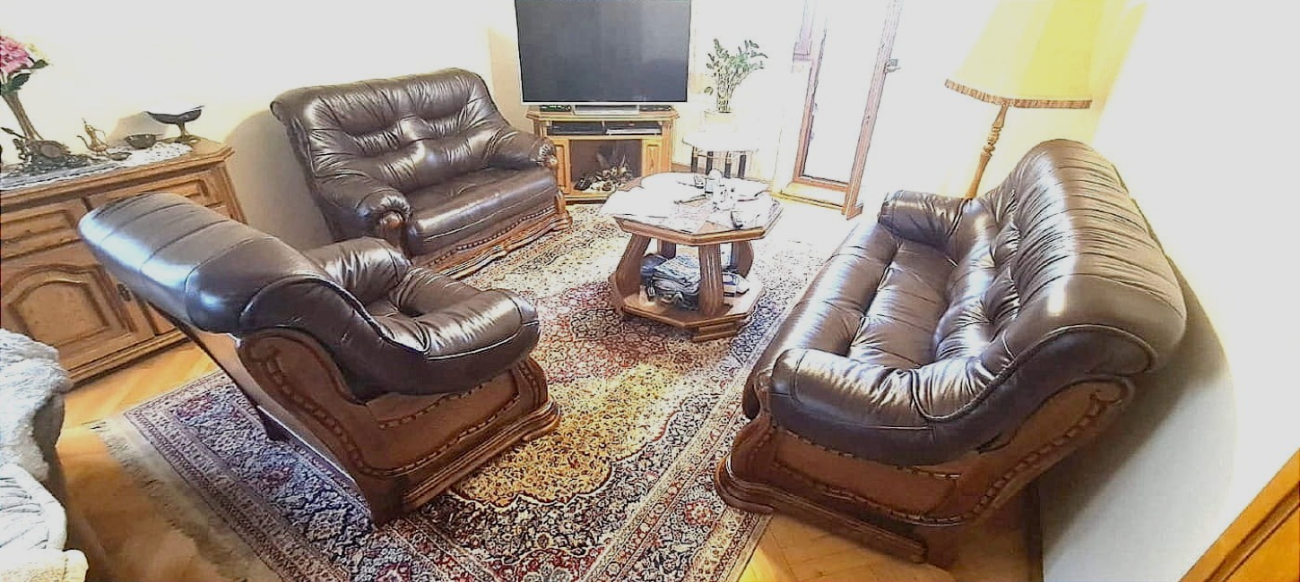Skórzany zestaw wypoczynkowy 3+2+1 Ravel Klasyka