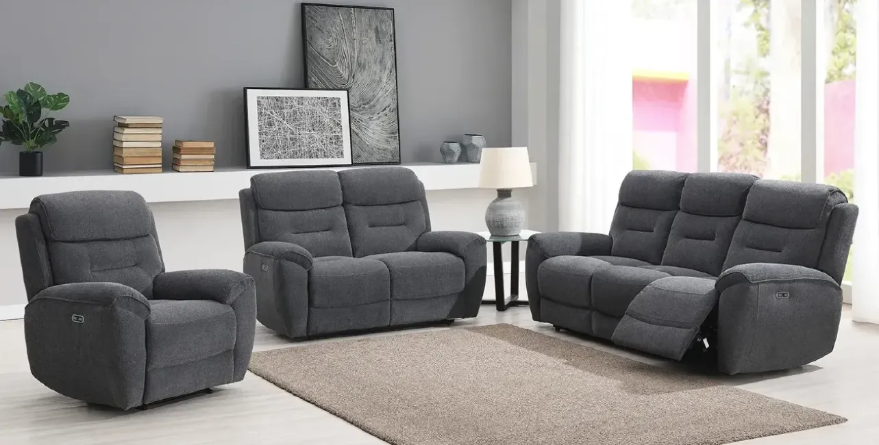 Komplet wypoczynkowy z funkcją relax elektryczny Popiel