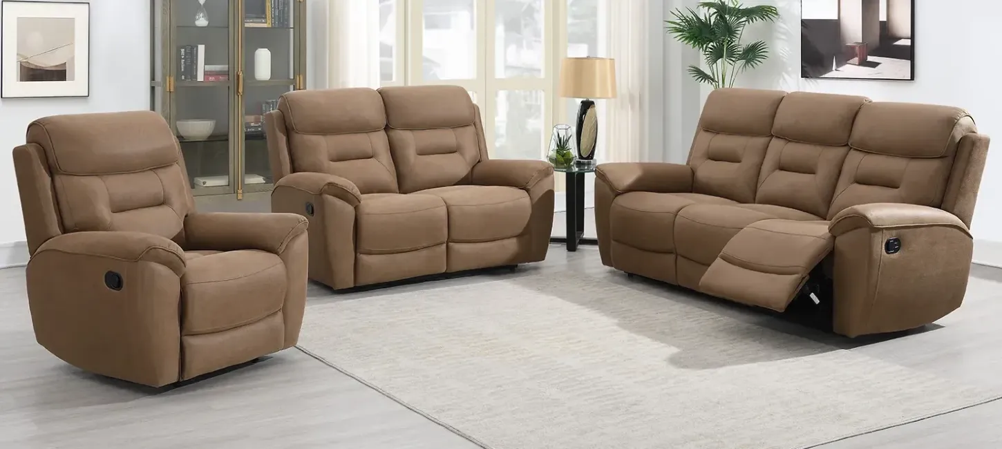 Komplet wypoczynkowy z funkcją relax Puket 3+1+1 Brąz