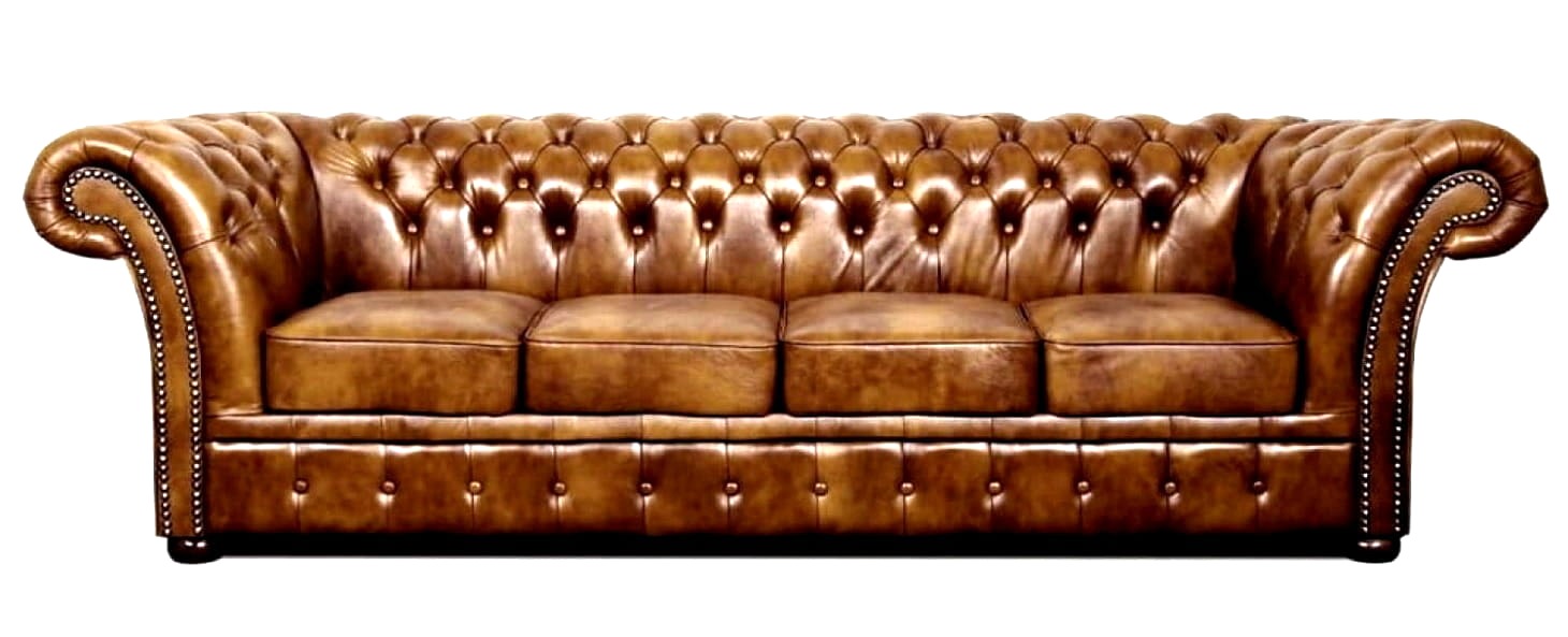 Chesterfield Kanapa 4 osobowa Royal Skóra Naturalna S12