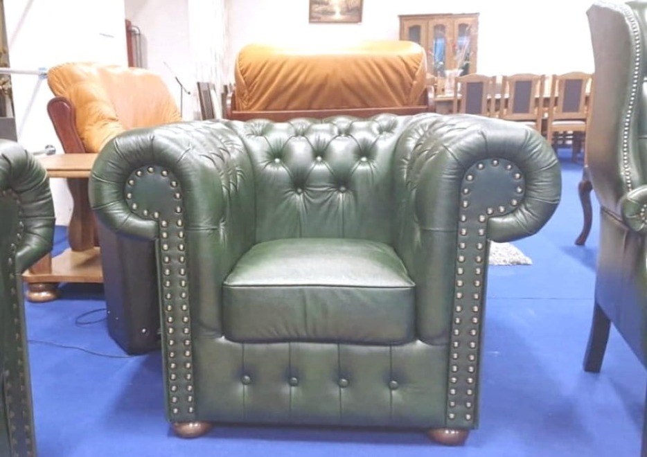 Fotel Chesterfield Klasyczny styl w skórze naturalnej